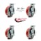 Service Caster 8 Inch Red Poly on Cast Iron Caster Set with Ball Bearings 4 Brake 2 Swivel Lock SCC-30CS820-PUB-RS-TLB-BSL-2-TLB-2 - alternate 5